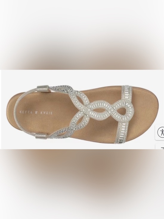 Kelly & Katie Shoes - Kelly & Katie Silver Beaded T-Strap Sandal